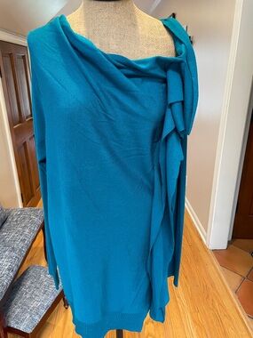 One A Teal Draped Tunic Top